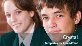  Presentation with high school students - Cool new presentation with boy girl blackboard - two high school students backdrop and a navy blue colored foreground