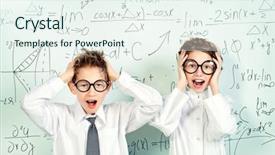  Presentation with school board - Slide deck enhanced with boy girl blackboard - two students stand background and a sky blue colored foreground