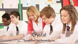  Presentation with teenage - Amazing presentation having boy girl sitting together desk school - teenage students studying in classroom backdrop and a  colored foreground