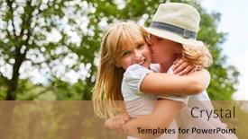  Presentation with kiss - Amazing presentation theme having boy-gives-his-girlfriend backdrop and a coral colored foreground
