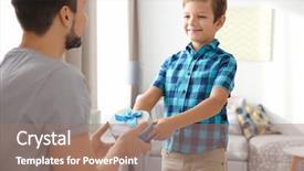  Presentation with giving - Cool new presentation theme with boy giving to father gift backdrop and a coral colored foreground