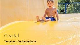  Presentation with inflatable water park - Audience pleasing slide set consisting of boy-going-down-a-water backdrop and a light gray colored foreground