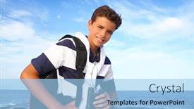  Presentation with explorer - Audience pleasing slide deck consisting of summer binoculars explorer in blue backdrop and a light blue colored foreground