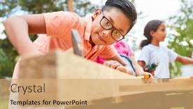  Presentation with fun - Theme enhanced with boy-has-fun-working background and a coral colored foreground