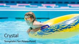  Presentation with water pool in river cave - Slides featuring boy having fun in water background and a arctic colored foreground
