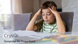  Presentation with homework - Presentation design consisting of boy-having-problems-with-homework background and a lemonade colored foreground