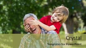  Presentation with kid s happy fathers day - Presentation design featuring boy hiding his fatherss eye background and a  colored foreground