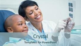  Presentation with dentist - Colorful PPT theme enhanced with boy his mouth x-ray backdrop and a light blue colored foreground