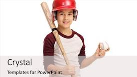  Presentation with baseball - Audience pleasing slide deck consisting of boy holding a baseball backdrop and a lemonade colored foreground