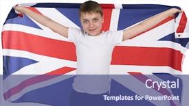  Presentation with mongolian flag - Theme featuring boy holding a british flag background and a ocean colored foreground