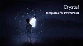  Presentation with light bulb - Slide set enhanced with boy-holding-a-light-bulb background and a wine colored foreground