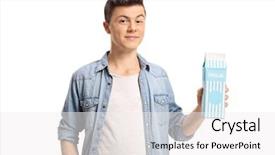  Presentation with white milk - Audience pleasing slide set consisting of boy holding a milk carton backdrop and a white colored foreground