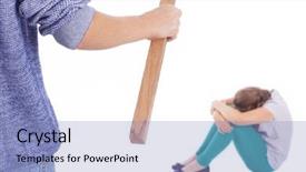  Presentation with wooden stick - Theme consisting of boy holding a wooden stick background and a light blue colored foreground