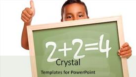  Presentation with equation - Theme consisting of boy holding chalkboard with math background and a mint green colored foreground