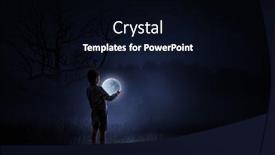  Presentation with moon - Presentation featuring boy-holding-moon-at-night background and a black colored foreground