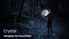  Presentation with moon - Audience pleasing presentation theme consisting of boy-holding-moon-at-night backdrop and a wine colored foreground