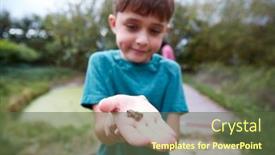  Presentation with frog - Slide set enhanced with boy-holding-small-frog background and a tawny brown colored foreground