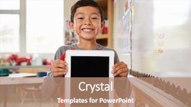  Presentation with school elementary - Beautiful PPT layouts featuring portrait of elementary school boy backdrop and a coral colored foreground