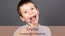  Presentation with child boy hold basket - PPT theme enhanced with boy holds a lost tooth background and a coral colored foreground