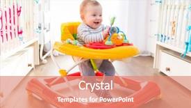  Presentation with walker - PPT theme with boy in a baby walker background and a coral colored foreground