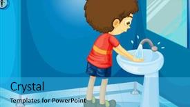  Presentation with bathroom - PPT theme enhanced with boy in a bathroom - eps background and a teal colored foreground
