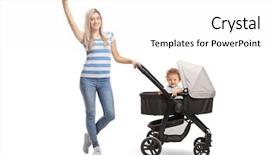  Presentation with full length portrait two men women brown sweater - Theme having boy in a stroller waving background and a white colored foreground