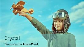  Presentation with sunny sky - Slides consisting of boy-in-aviator-s-helmet background and a  colored foreground