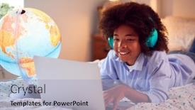  Presentation with night - Presentation theme enhanced with boy-in-bedroom-at-night background and a light blue colored foreground