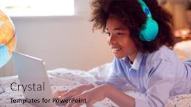  Presentation with night - Theme featuring boy-in-bedroom-at-night background and a coral colored foreground