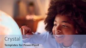  Presentation with night - Presentation theme consisting of boy-in-bedroom-at-night background and a light blue colored foreground