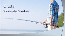  Presentation with sea fishing - Theme featuring pier with a fish background and a sky blue colored foreground