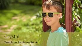  Presentation with happy holidays - PPT layouts consisting of boy-in-colourful-summer-clothes background and a yellow colored foreground