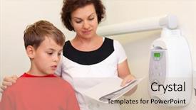  Presentation with jaw - Audience pleasing slide deck consisting of boy in dental clinic focus backdrop and a soft green colored foreground