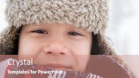  Presentation with hat - Cool new slides with boy-in-hat-and-scarf backdrop and a coral colored foreground