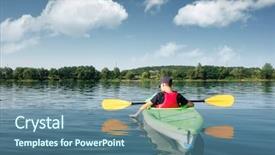  Presentation with green lake - Slides consisting of boy in life jacket background and a ocean colored foreground