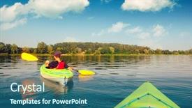  Presentation with green lake - PPT theme having boy in life jacket background and a ocean colored foreground