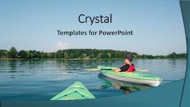  Presentation with green lake - PPT theme with boy in life jacket background and a light blue colored foreground