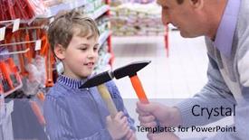  Presentation with elderly ladies beauty shop - PPT theme enhanced with boy in shop with hammer background and a  colored foreground