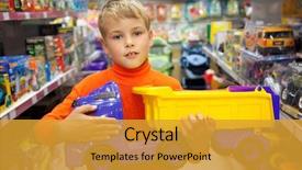  Presentation with truck - Slides consisting of boy in shop with toy background and a gold colored foreground