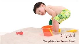  Presentation with swim suit - Presentation theme consisting of boy in swim suit play background and a  colored foreground