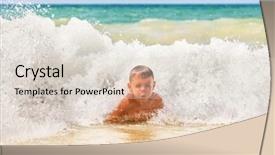  Presentation with waves - Colorful PPT layouts enhanced with boy-in-the-waves-breaking backdrop and a lemonade colored foreground