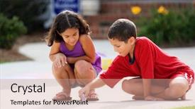  Presentation with hipster girl playing tetris game - Presentation theme enhanced with boy in their driveway playing background and a coral colored foreground