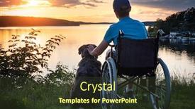  Presentation with wheelchair - Presentation theme featuring boy-in-wheelchair-at-sunset background and a tawny brown colored foreground