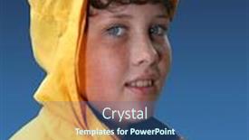  Presentation with yellow - PPT theme featuring boy-in-yellow-raincoat-isolated background and a ocean colored foreground