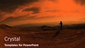  Presentation with hiking mountain - PPT layouts having boy-is-hiking-on-beautiful background and a wine colored foreground