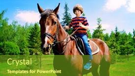  Presentation with horse riding - Colorful presentation theme enhanced with boy is riding a horse in the park sunny summer day backdrop and a tawny brown colored foreground