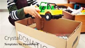  Presentation with donation - Slide deck consisting of boy-is-sorting-his-toys background and a lemonade colored foreground