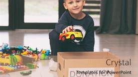  Presentation with donation - Theme enhanced with boy-is-sorting-his-toys background and a coral colored foreground