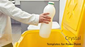  Presentation with plastic bottle - Slide deck having boy-is-throwing-the-empty background and a gold colored foreground