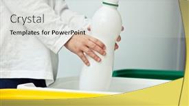  Presentation with plastic bottle - PPT theme with boy-is-throwing-the-empty background and a light gray colored foreground